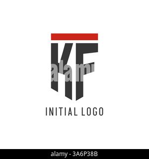 KF initial esport logo with simple shield design style vector graphic Stock Vector