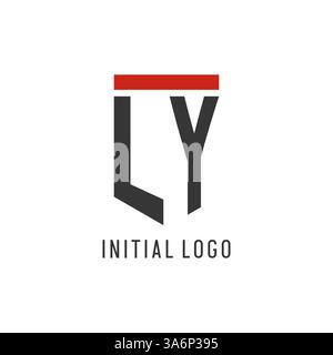 LY initial esport logo with simple shield design style vector graphic Stock Vector