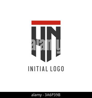 HN initial esport logo with simple shield design style vector graphic Stock Vector