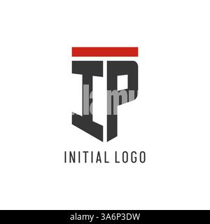 IP initial esport logo with simple shield design style vector graphic Stock Vector