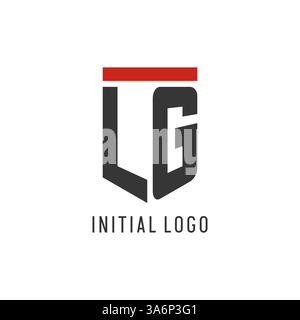 LG initial esport logo with simple shield design style vector graphic Stock Vector