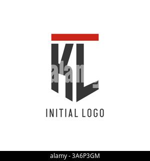 KL initial esport logo with simple shield design style vector graphic Stock Vector