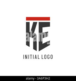 KE initial esport logo with simple shield design style vector graphic Stock Vector