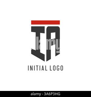 IA initial esport logo with simple shield design style vector graphic Stock Vector
