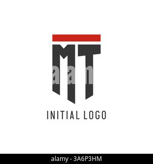 MT initial esport logo with simple shield design style vector graphic Stock Vector