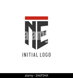 NE initial esport logo with simple shield design style vector graphic Stock Vector