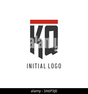 KQ initial esport logo with simple shield design style vector graphic Stock Vector