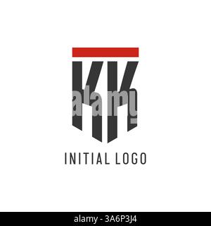 KK initial esport logo with simple shield design style vector graphic Stock Vector