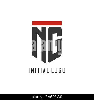 NG initial esport logo with simple shield design style vector graphic Stock Vector