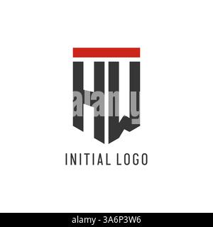 HW initial esport logo with simple shield design style vector graphic Stock Vector