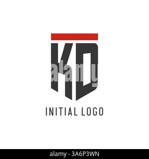 KD initial esport logo with simple shield design style vector graphic Stock Vector