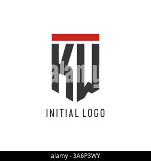 KW initial esport logo with simple shield design style vector graphic Stock Vector
