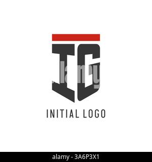 IG initial esport logo with simple shield design style vector graphic Stock Vector