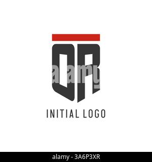 OR initial esport logo with simple shield design style vector graphic Stock Vector
