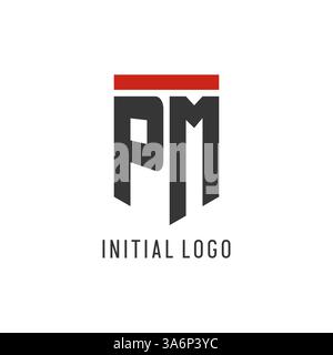 PM initial esport logo with simple shield design style vector graphic Stock Vector