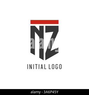 NZ initial esport logo with simple shield design style vector graphic Stock Vector