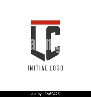 LC initial esport logo with simple shield design style vector graphic Stock Vector