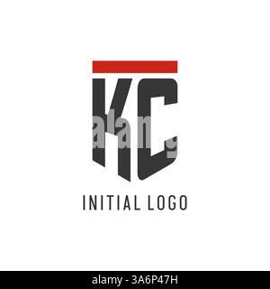 KC initial esport logo with simple shield design style vector graphic Stock Vector