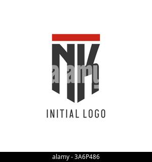 NK initial esport logo with simple shield design style vector graphic Stock Vector