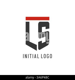 LS initial esport logo with simple shield design style vector graphic Stock Vector