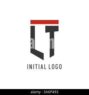 LT initial esport logo with simple shield design style vector graphic Stock Vector