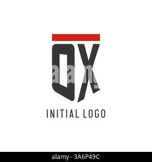 OX initial esport logo with simple shield design style vector graphic Stock Vector