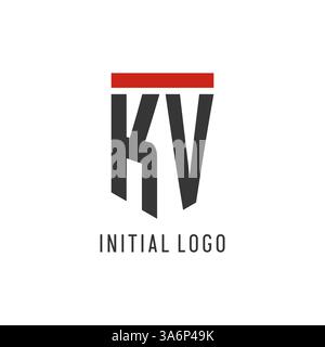 KV initial esport logo with simple shield design style vector graphic Stock Vector
