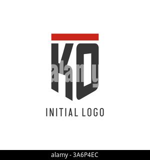 KO initial esport logo with simple shield design style vector graphic Stock Vector