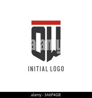 OW initial esport logo with simple shield design style vector graphic Stock Vector