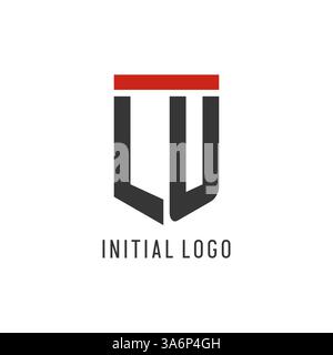 LU initial esport logo with simple shield design style vector graphic Stock Vector