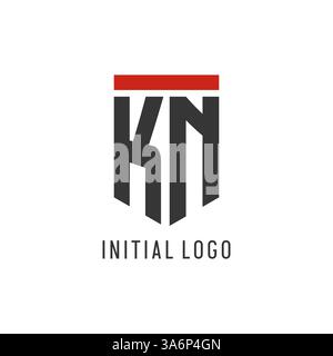 KN initial esport logo with simple shield design style vector graphic Stock Vector