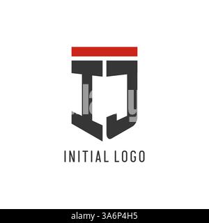 IJ initial esport logo with simple shield design style vector graphic Stock Vector