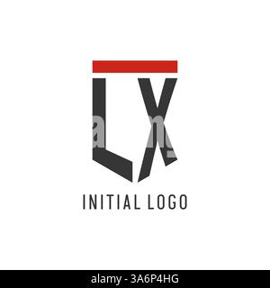 LX initial esport logo with simple shield design style vector graphic Stock Vector