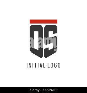 OS initial esport logo with simple shield design style vector graphic Stock Vector