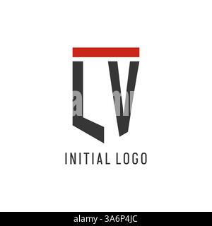 LV initial esport logo with simple shield design style vector graphic Stock Vector