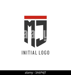 MJ initial esport logo with simple shield design style vector graphic Stock Vector