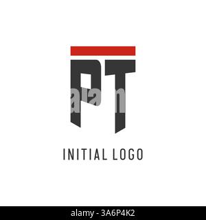 PT initial esport logo with simple shield design style vector graphic Stock Vector