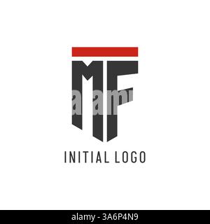 MF initial esport logo with simple shield design style vector graphic Stock Vector