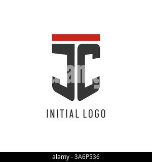 JC initial esport logo with simple shield design style vector graphic Stock Vector