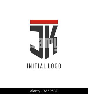 JK initial esport logo with simple shield design style vector graphic Stock Vector