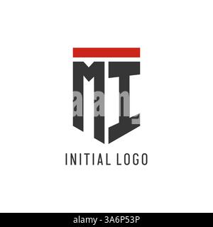 MI initial esport logo with simple shield design style vector graphic Stock Vector