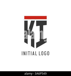 KI initial esport logo with simple shield design style vector graphic Stock Vector
