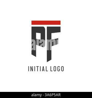 PF initial esport logo with simple shield design style vector graphic Stock Vector