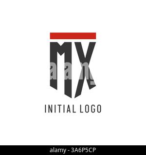 MX initial esport logo with simple shield design style vector graphic Stock Vector