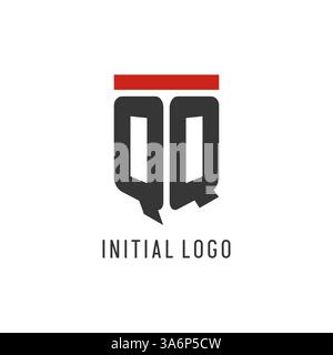 QQ initial esport logo with simple shield design style vector graphic Stock Vector