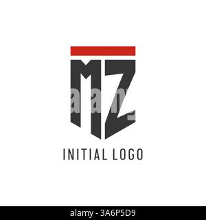 MZ initial esport logo with simple shield design style vector graphic Stock Vector