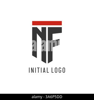 NF initial esport logo with simple shield design style vector graphic Stock Vector