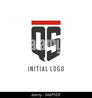 QS initial esport logo with simple shield design style vector graphic Stock Vector