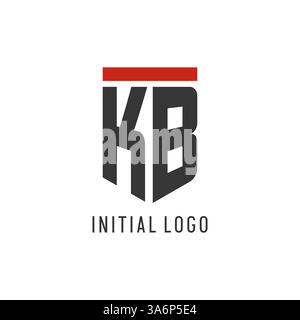 KB initial esport logo with simple shield design style vector graphic Stock Vector