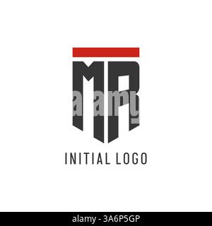 MR initial esport logo with simple shield design style vector graphic Stock Vector